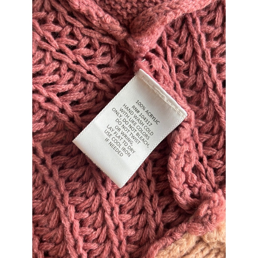 Derek Heart Pink Colorblock Hooded Cardigan Womens Large - Picture 4 of 8